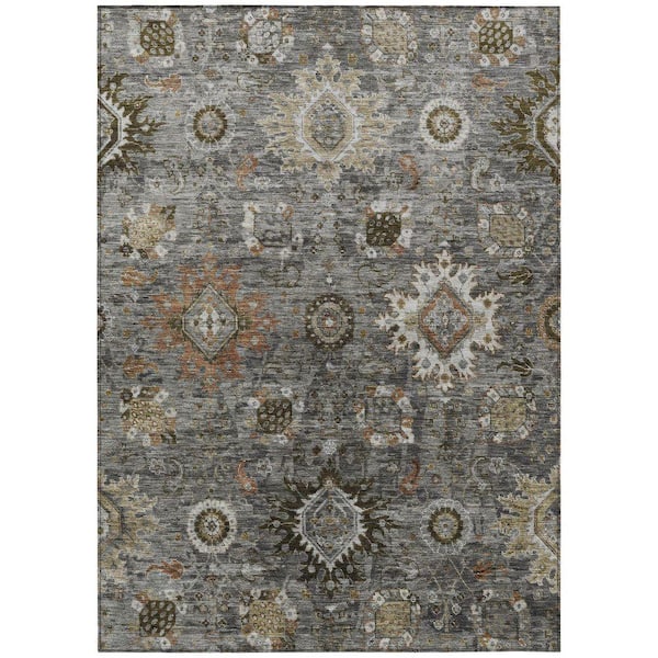 Chantille Machine Washable Indoor/Outdoor Abstract ACN1927 Pewter 10 ft. x 14 ft. Area Rug