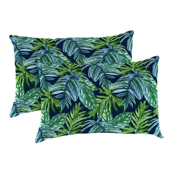 Jordan Manufacturing 12 in. L x 18 in. W x 4 in. T Rectangular Outdoor Lumbar Pillow in Fulton Parisian (2-Pack)
