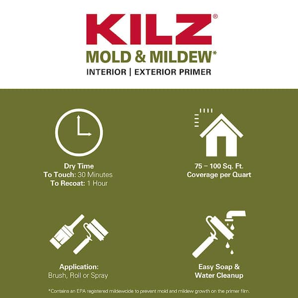 KILZ Mold and Mildew 1 qt. White Water Based Interior and