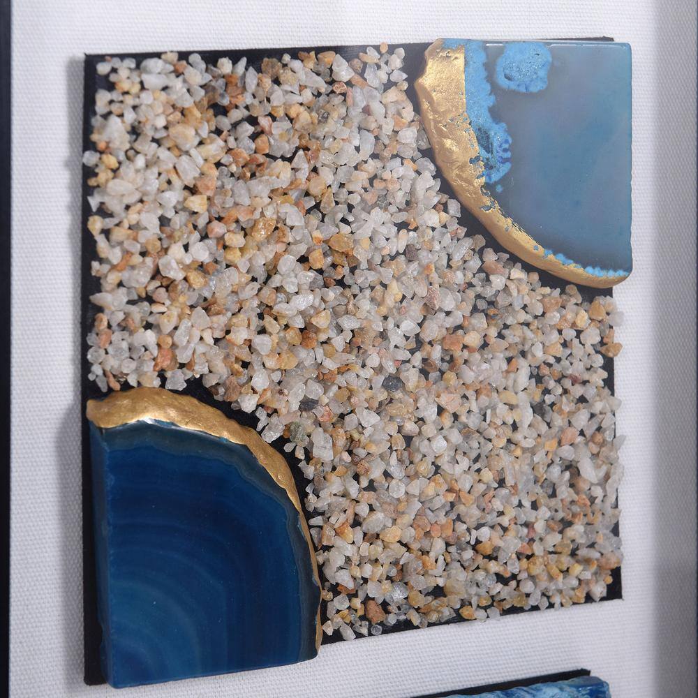 Agate Blue Shadow Box Wall Art with Black Frame