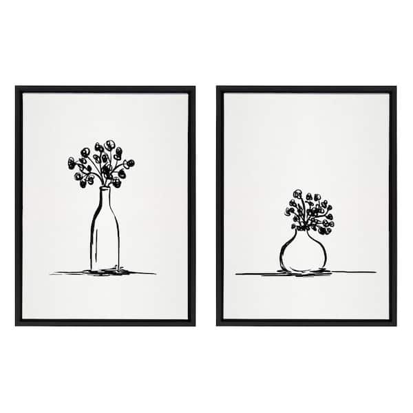 Black & White Floral 18 x 24 Canvas Wall Art
