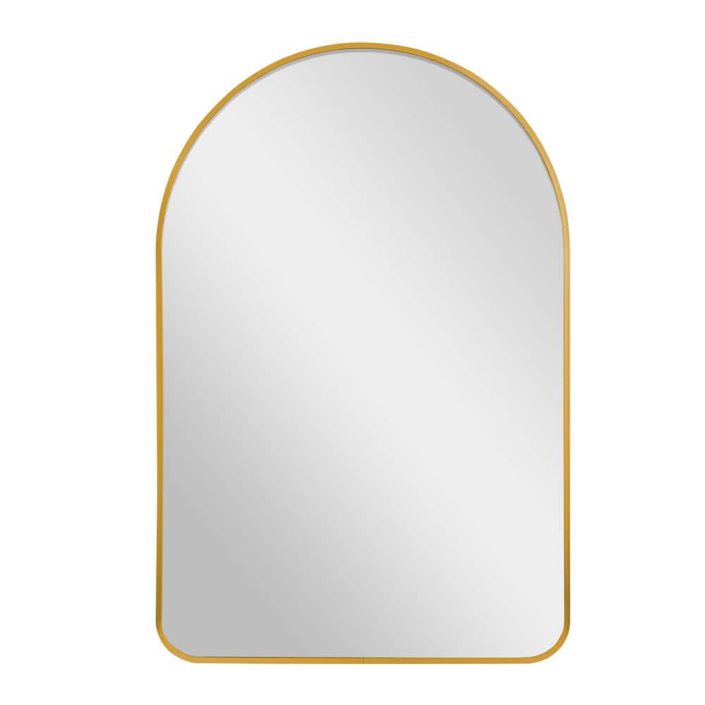 Modern 24 in. W x 36 in. H Arched Aluminum Alloy Framed Wall Mirror in Gold