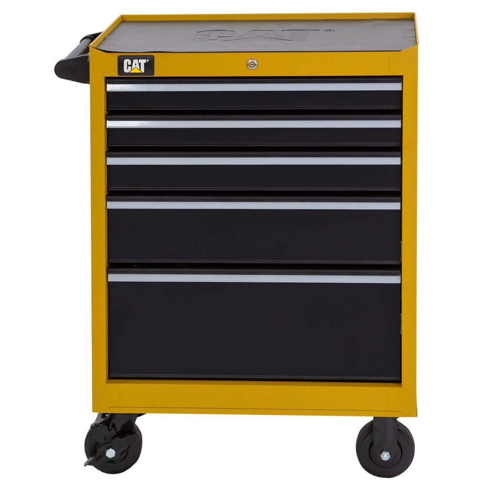 CAT Heavy-Duty 26 in. 5-Drawer Yellow 16-Gauge Steel Rolling Tool Cabinet with Keyed Locking System -  CT1AYR