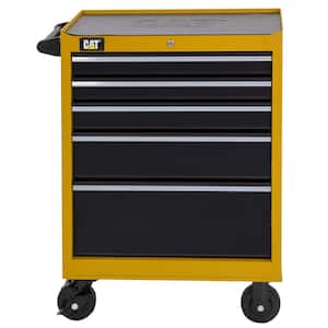 Heavy-Duty 26 in. 5-Drawer Yellow 16-Gauge Steel Rolling Tool Cabinet with Keyed Locking System