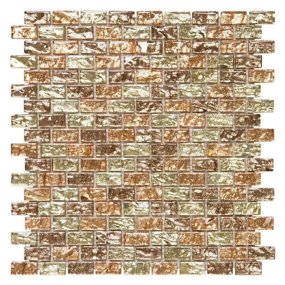 Infusion Gold Metallic 11.375 in. x 11.875 in. Interlocking Brick Glass Mosaic Wall Tile (9.38 sq. ft./Case) price history on PriceWatchPro