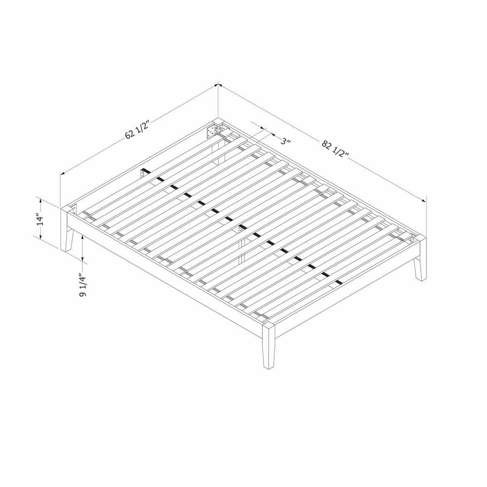 Pure White Solid Wood Queen Platform Bed with Upholstered Slats