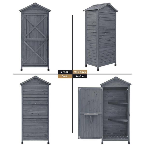 Forclover Outdoor Wooden Garden Tool Storage Cabinet in the Wood Storage  Sheds department at