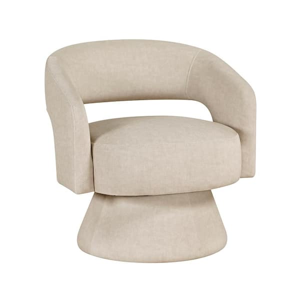 Laurie Taupe Velvet Upholstery Swivel Arm Chair