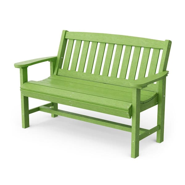 Wildridge Classic Lime Green HDPE Plastic Outdoor Mission Bench