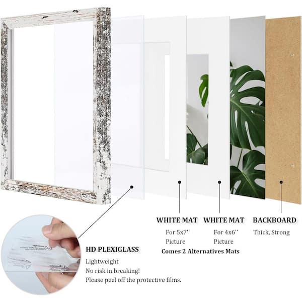 8 x 10 Matted Rustic White Wood Hanging Picture Frame (Set of 4