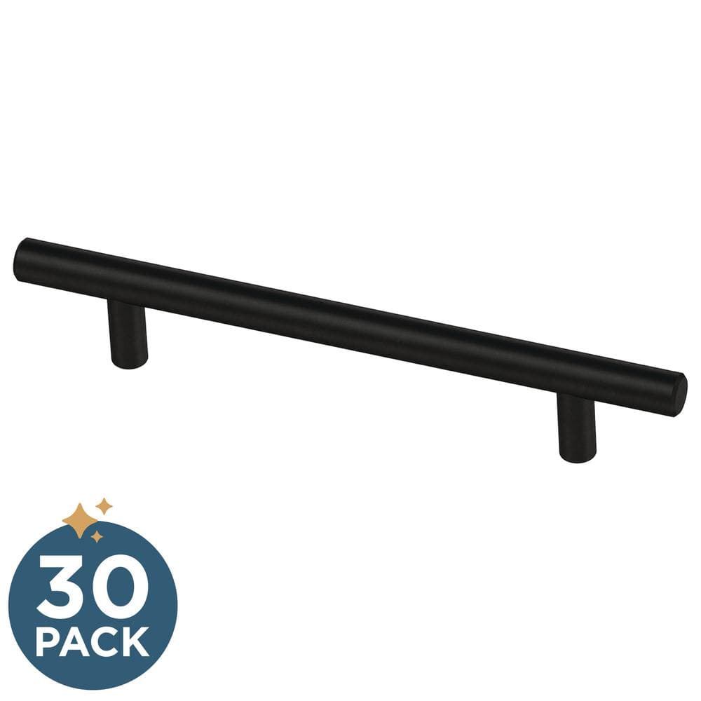 30-Pack Simple Bar 5-1/16 in. (128 mm) Modern Matte Black Cabinet Drawer Pu