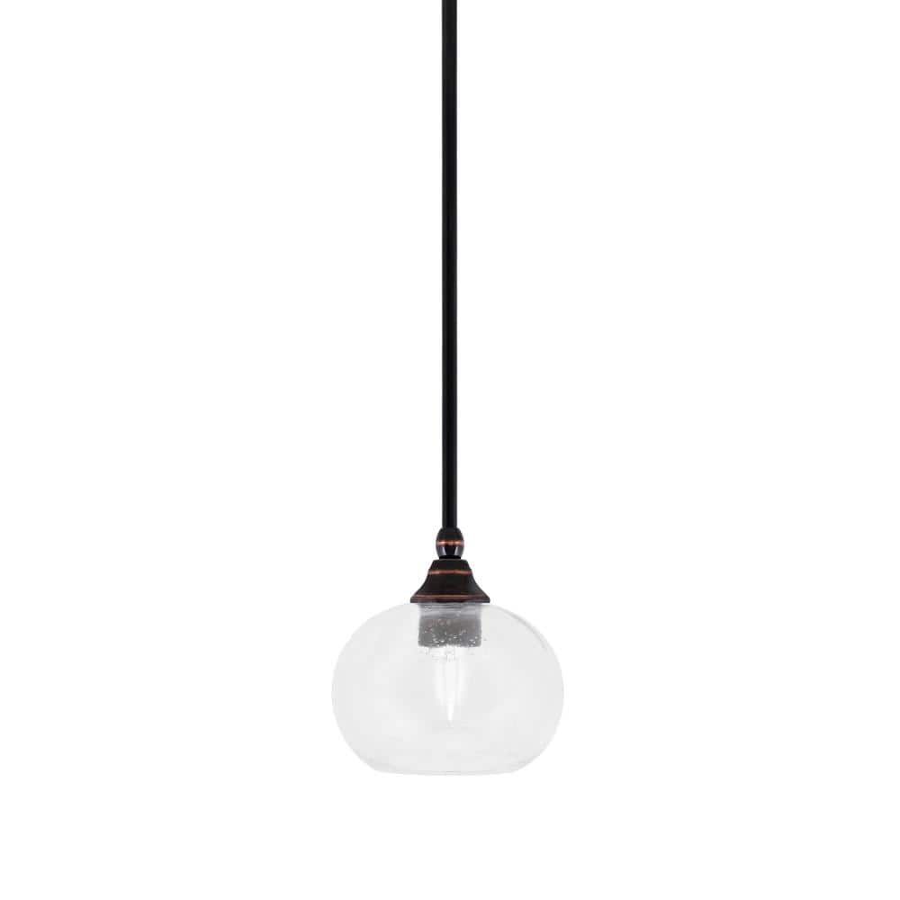 Sparta 100-Watt 1-Light Black Copper Mini Pendant Light with Clear Bubble G