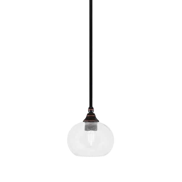 Unbranded Sparta 100-Watt 1-Light Black Copper Mini Pendant Light with Clear Bubble Glass and Light Bulb Not Included