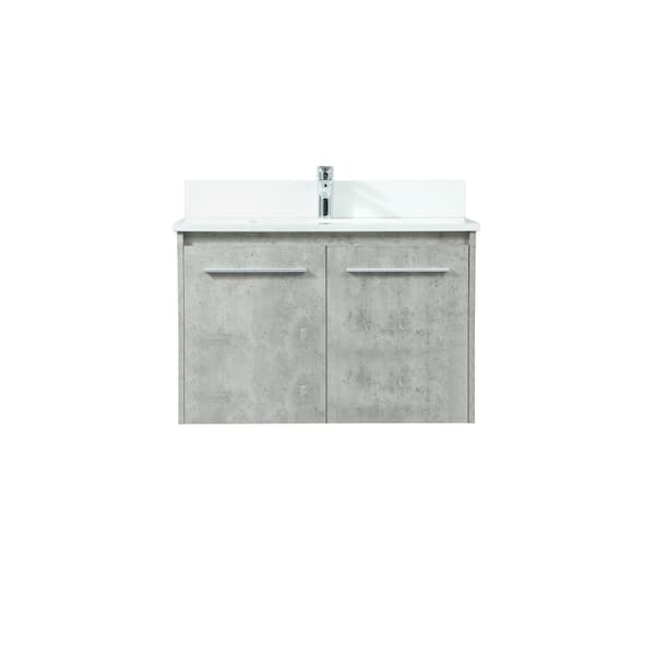 Unbranded Simply Living 30 in. W x 18 in. D x 19.7 in. H Bath Vanity in Concrete Grey with Ivory White Engineered Marble Top