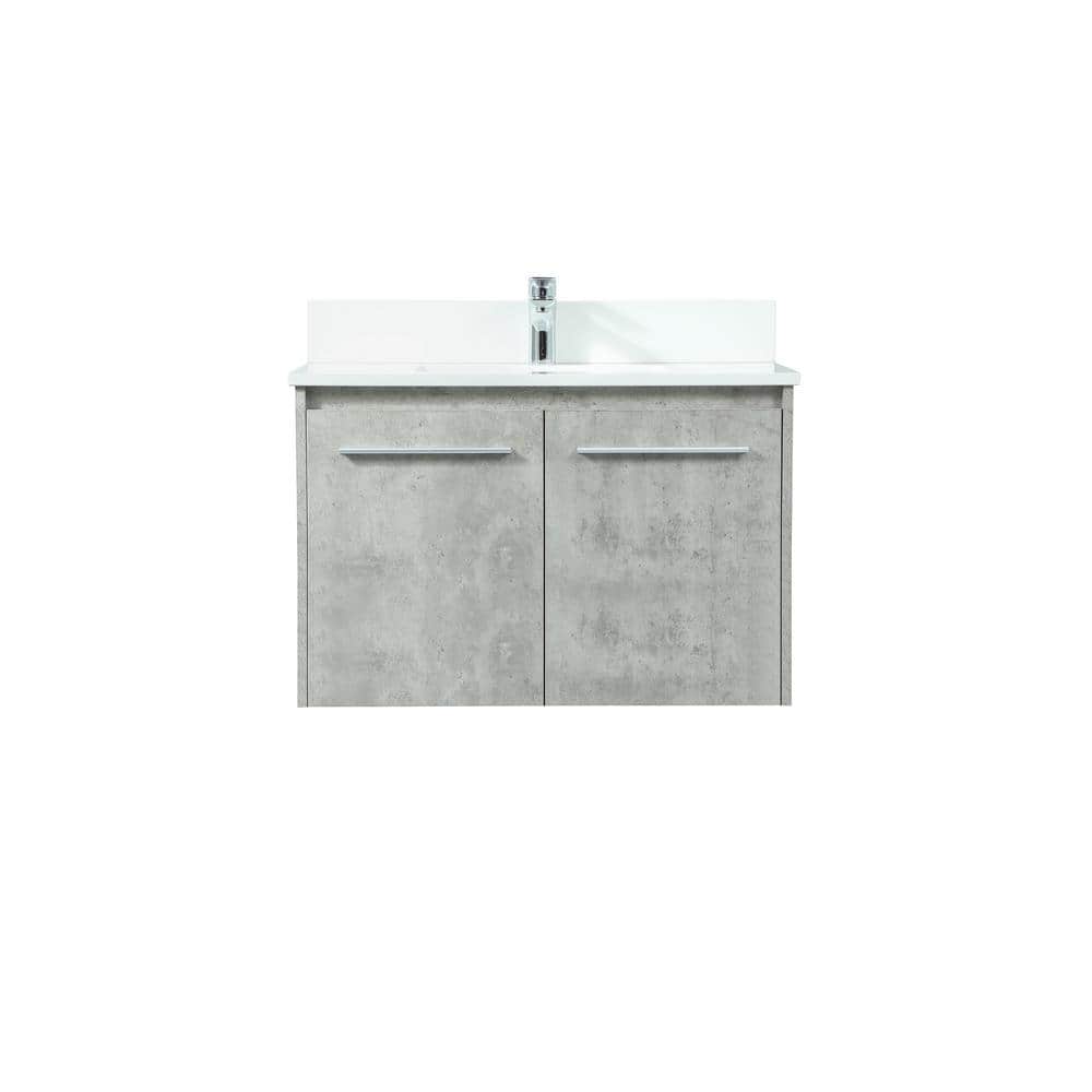 30 in. W Bath Vanity in Concrete Grey with Engineered Stone Vanity Top in I