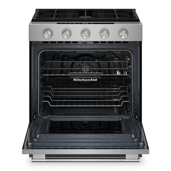 30 in. 5 Element Slide-In Gas Range in Fingerprint Resistant Stainless Steel with 2-in-1 Burner