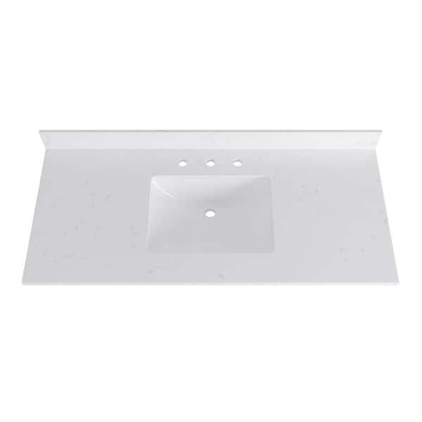 DELUXE DL LIVING 49 in. W x 22 in. D Engineered Stone Composite White Rectangular Single Sink Bathroom Vanity Top in Carrara White