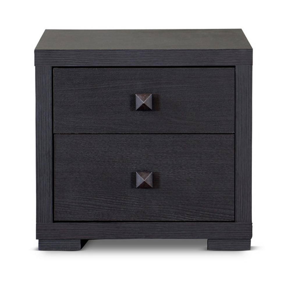 Espresso Faux Wood 2-Drawer Modern Nightstand