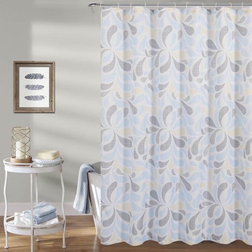Shane Yellow/Grey 72 in. Embroidered and Pieced Shower Curtain