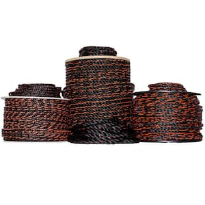 1/2 in. x 100 ft. 3 Strand Twisted Polypropylene General Use Truck Rope-Black With Orange Tracer