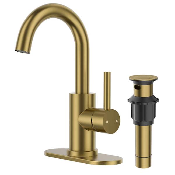 Single Hole 1-Handle Bathroom Faucet in Matte Glod