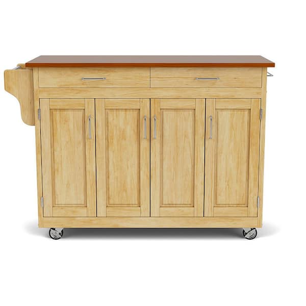 HOMESTYLES Create-a-Cart Natural Kitchen Cart with Oak Wood Top