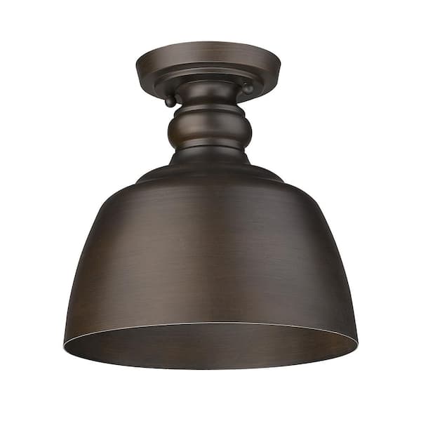 Golden Lighting Holmes 1-Light Rubbed Bronze Flush Mount