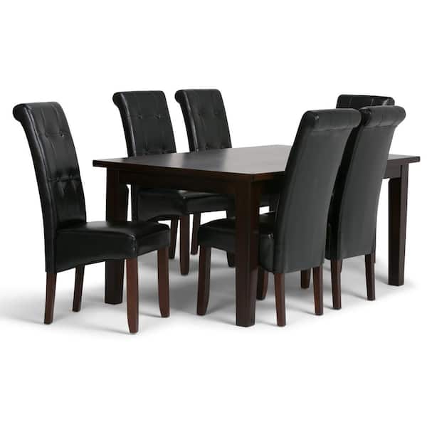 Upholstered Dining Chair, Black Leather Dining Room Chairs Set Of 6