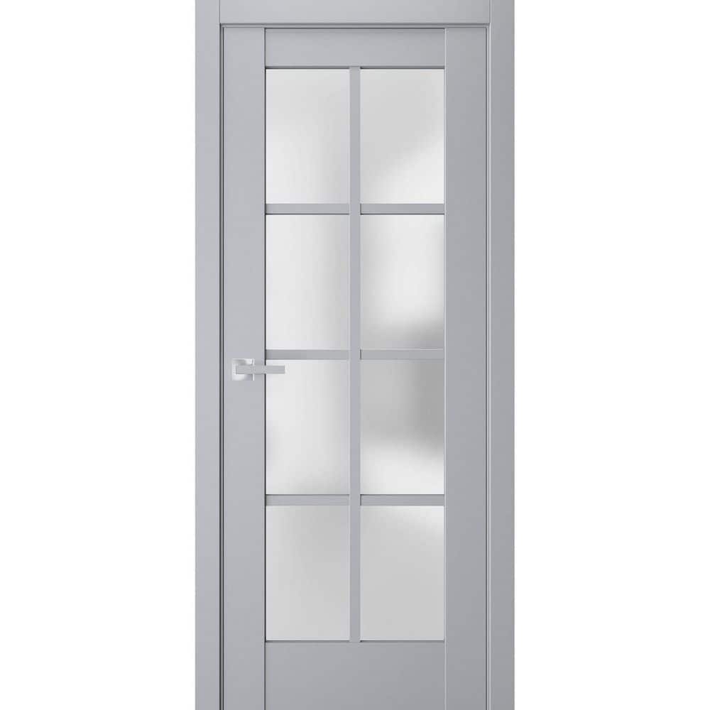 36 in. x 84 in. 1 Panel Matte Grey Finished Solid Wood Sliding Door with Hardware price history on PriceWatchPro