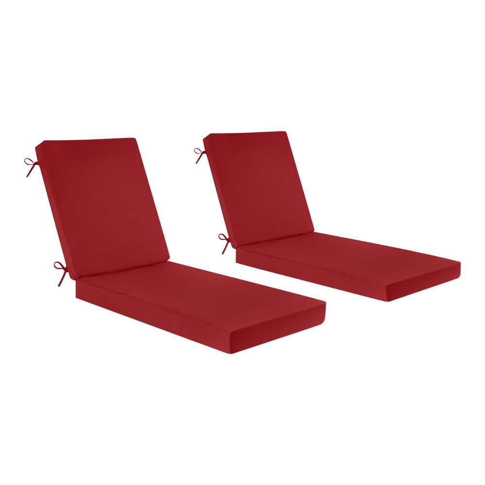 Hampton Bay 24.75 in. x 76 in. CushionGuard Outdoor Chaise Lounge Replacement Cushion in Chili (2-Pack) -  89-CH1SCL-2