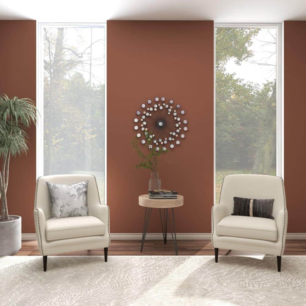 Elegant Round 20" Wood and Metal Accent Table in Brown
