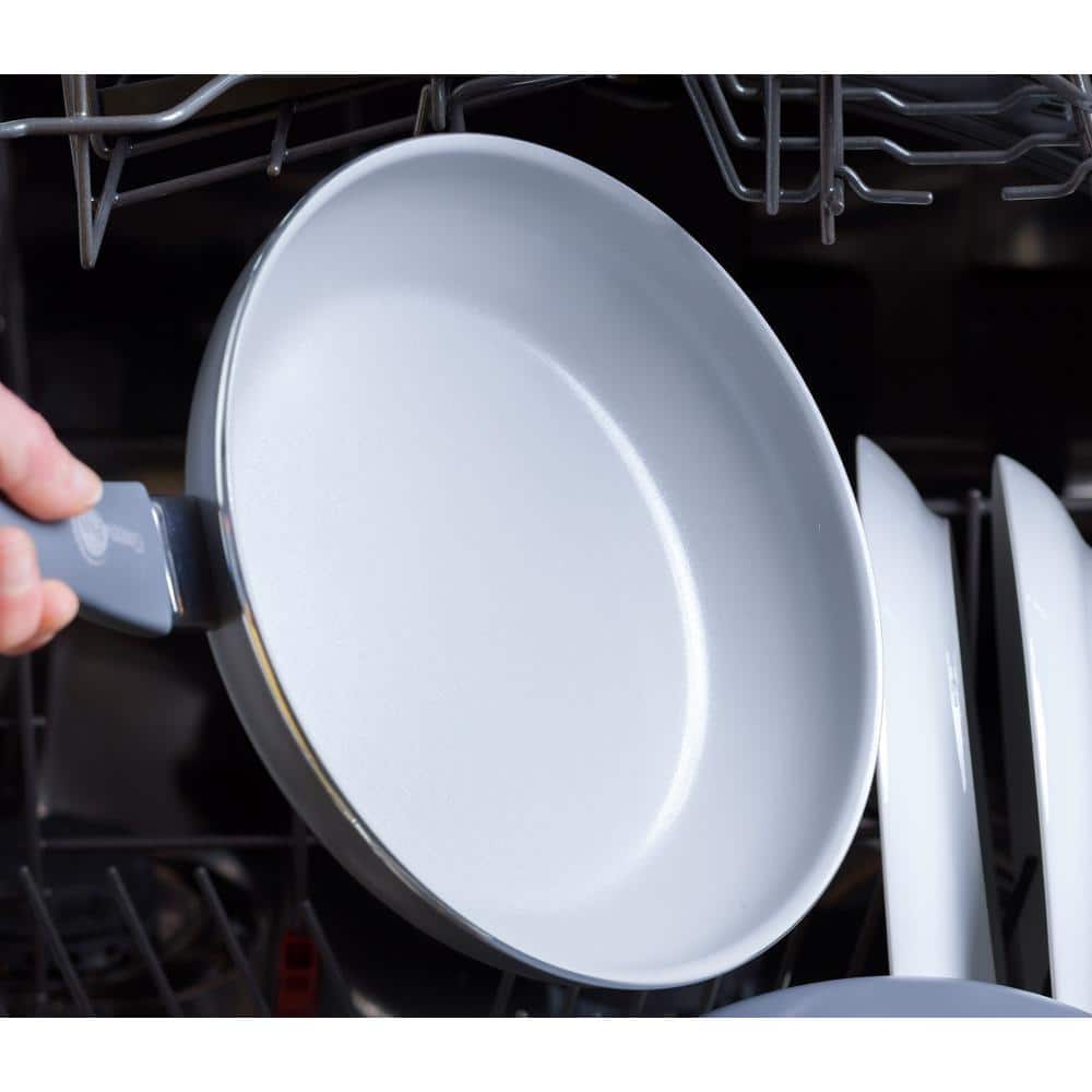 Gray 8-Inch Aluminum Fry Pan with Ceramic Coating