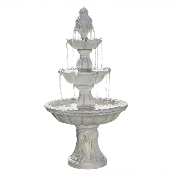 Sunnydaze Decor 59 In 3 Tier Welcome Outdoor Water Fountain Fc 73018 The Home Depot Sunnydaze Decor 59 In 3 Tier Welcome, 3 Tier Garden Fountain Concrete