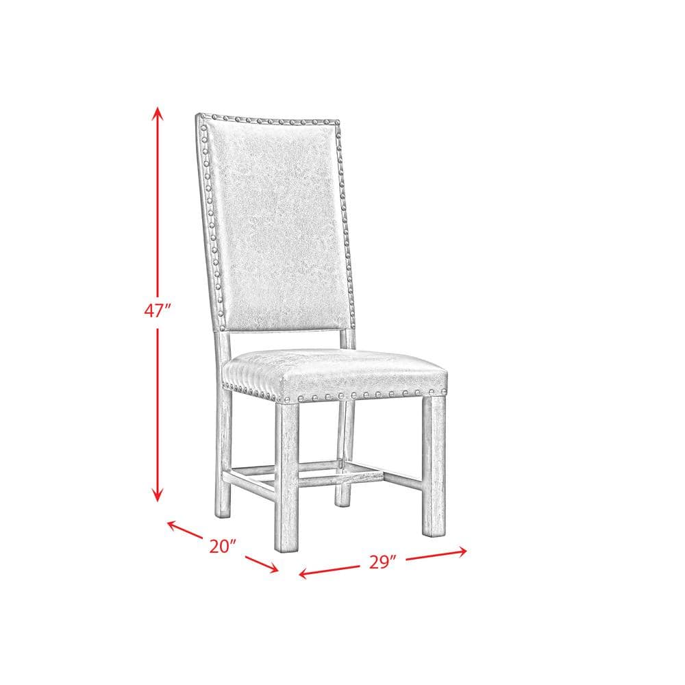 Tall Back Gray Faux Leather and Wood Dining Chair Set