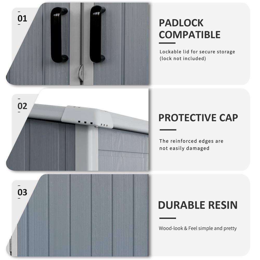 5x3ft Gray Resin Double Door Outdoor Storage Shed