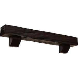 6 in. x 10 in. x 7 ft. Riverwood Faux Wood Beam Fireplace Mantel Kit, Ashford Corbels in Premium Hickory