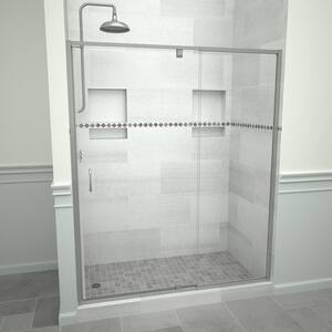 Redi Swing 5100 48 in. W x 72 in. H Framed Pivot Shower Door in Brushed Nickel with Handle and Clear Glass