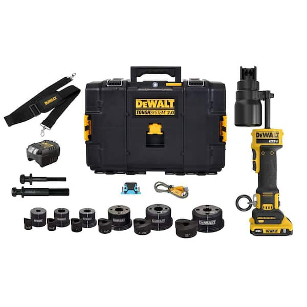 20V Lithium-Ion Cordless 1/2 in. - 2 in. Knock-Out Tool Kit with 2 Ah Battery, Charger, Kit Box and Punch and Die Set