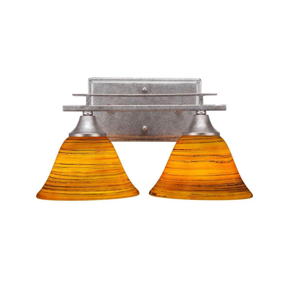 Ontario 14.25 in. 2-Light Aged Silver Vanity Light