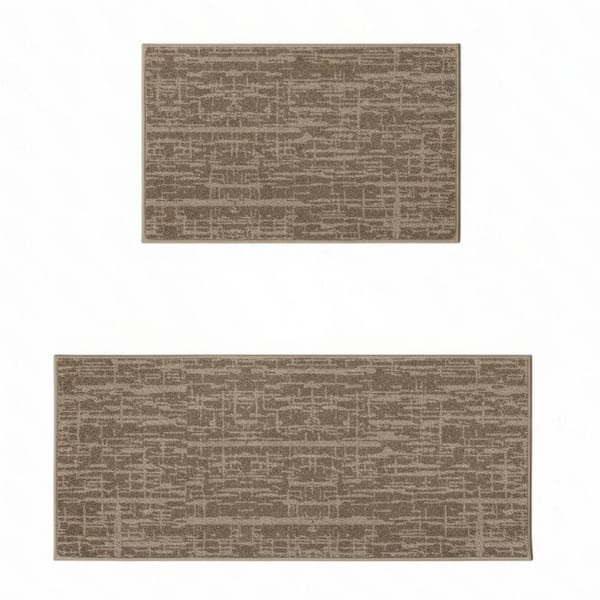 Taupe 48 in. x 20 in. Indoor Absorbent Soft Kitchen Mats for Floor Non Slip Kitchen Runner Rug