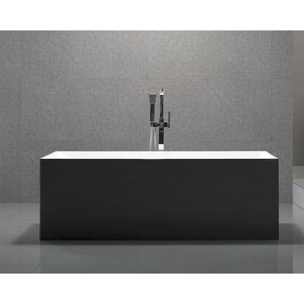 MTD Vanities Long Beach 60 in. Acrylic Flatbottom Non-Whirlpool Bathtub in Black