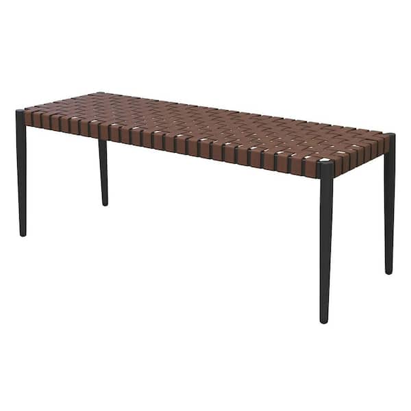 Clihome 43.31 in. W 2-Person Iron Wicker Outdoor Bench Detachable Rattan Bench