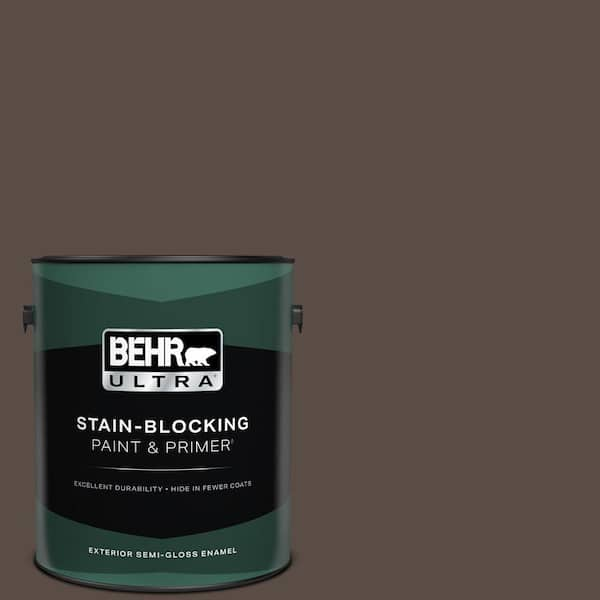 BEHR ULTRA 1 gal. #PPU5-19 Dark Truffle Semi-Gloss Enamel Exterior Paint & Primer