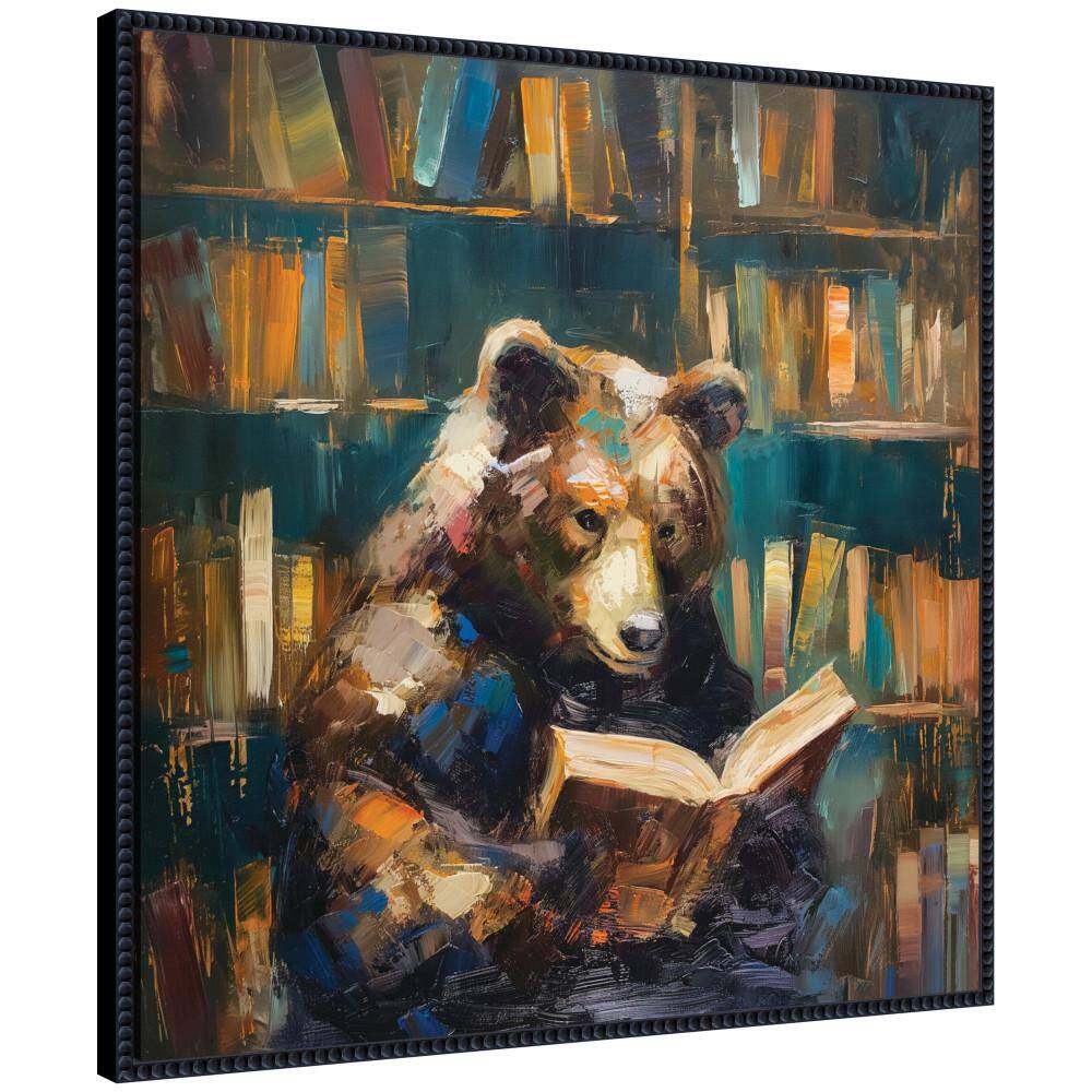 "Sylvie ""Traditional Bear Reading in Library"" by The Creative Bunch Studio Beaded Black Framed Art Print 30 in. x 30 in." price history on PriceWatchPro