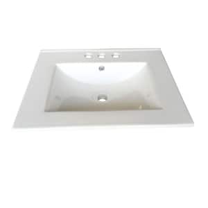 Lee 24 in. Square Drop-In Bathroom Sink in White with Overflow