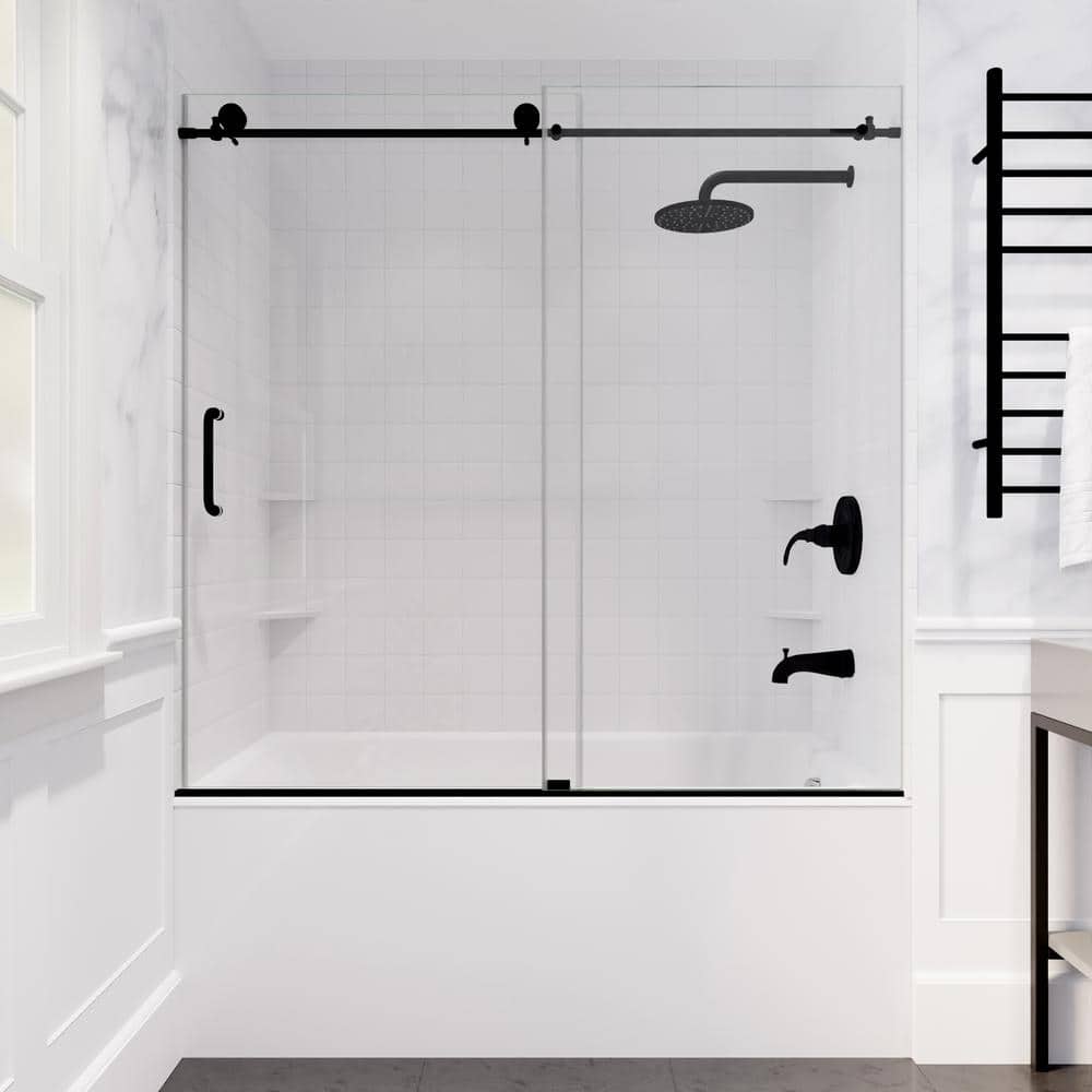 Sally Bathroom Accessories Sets Frameless Showerroom Bathtub Matt Black  Sliding Glass Shower Door - China Shower Door, Glass Door