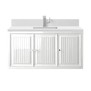 Athens 48.0 in. W x 23.5 in. D x 34.5 in. H Single Bathroom Vanity in Glossy White with White Zeus Quartz Top
