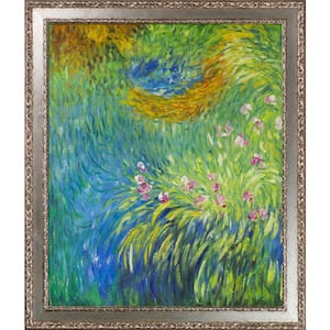 "Irises 31914-1917" by Claude Monet Framed Oil Painting Abstract Wall Art 24 in. x 28 in.