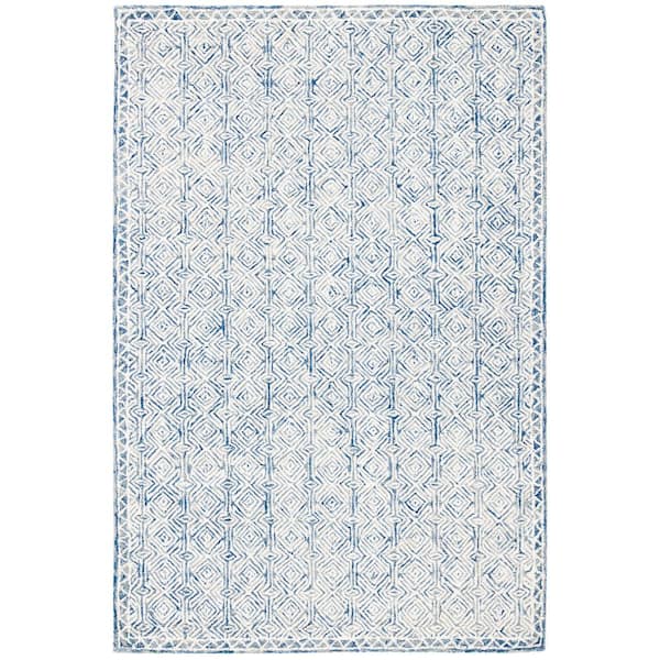 SAFAVIEH Micro-Loop Navy/Ivory Doormat 2 ft. x 3 ft. Geometric Striped Area Rug