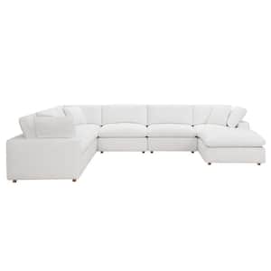 Commix 158 in. W  Square Arm  7-Piece Fabric Sectional Sofa in Pure White